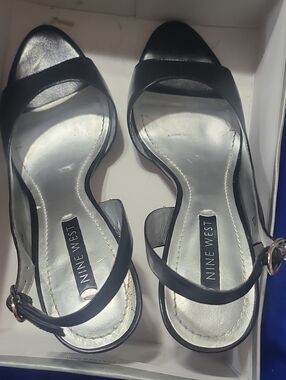 Nine West Black Open-Toe Ankle Strap Heels